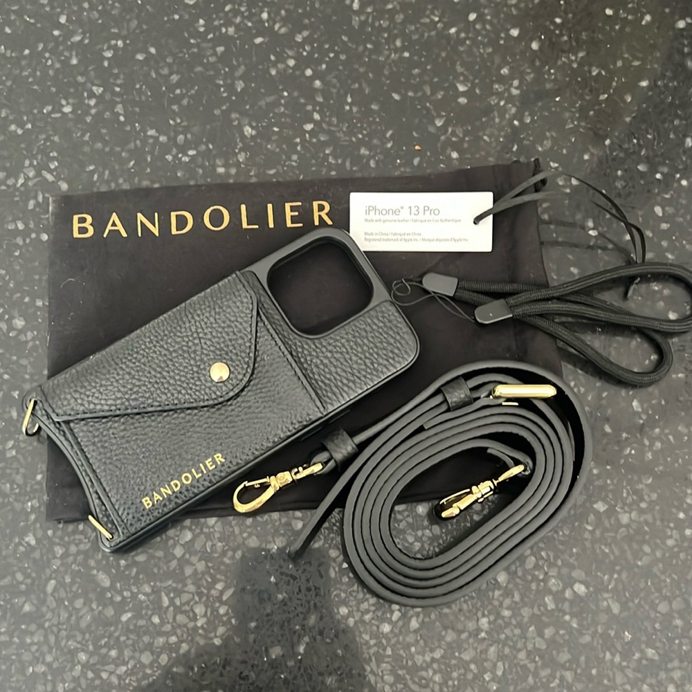 Bandolier Hailey iPhone 13 Pro Crossbody Phone Case in Black/Gold